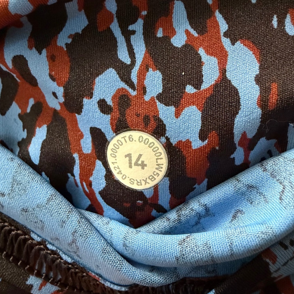 Lululemon Fast and Free 25" Leggings Leopard Camo Blue Brown Multi High Rise 14 - Picture 9 of 12